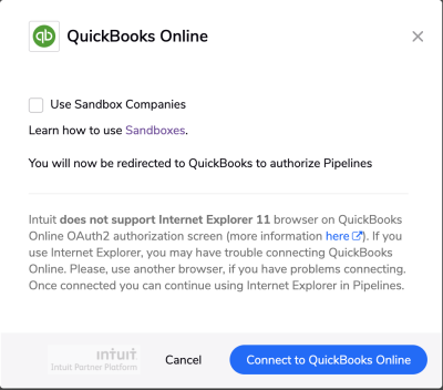 quickbooks sandbox login